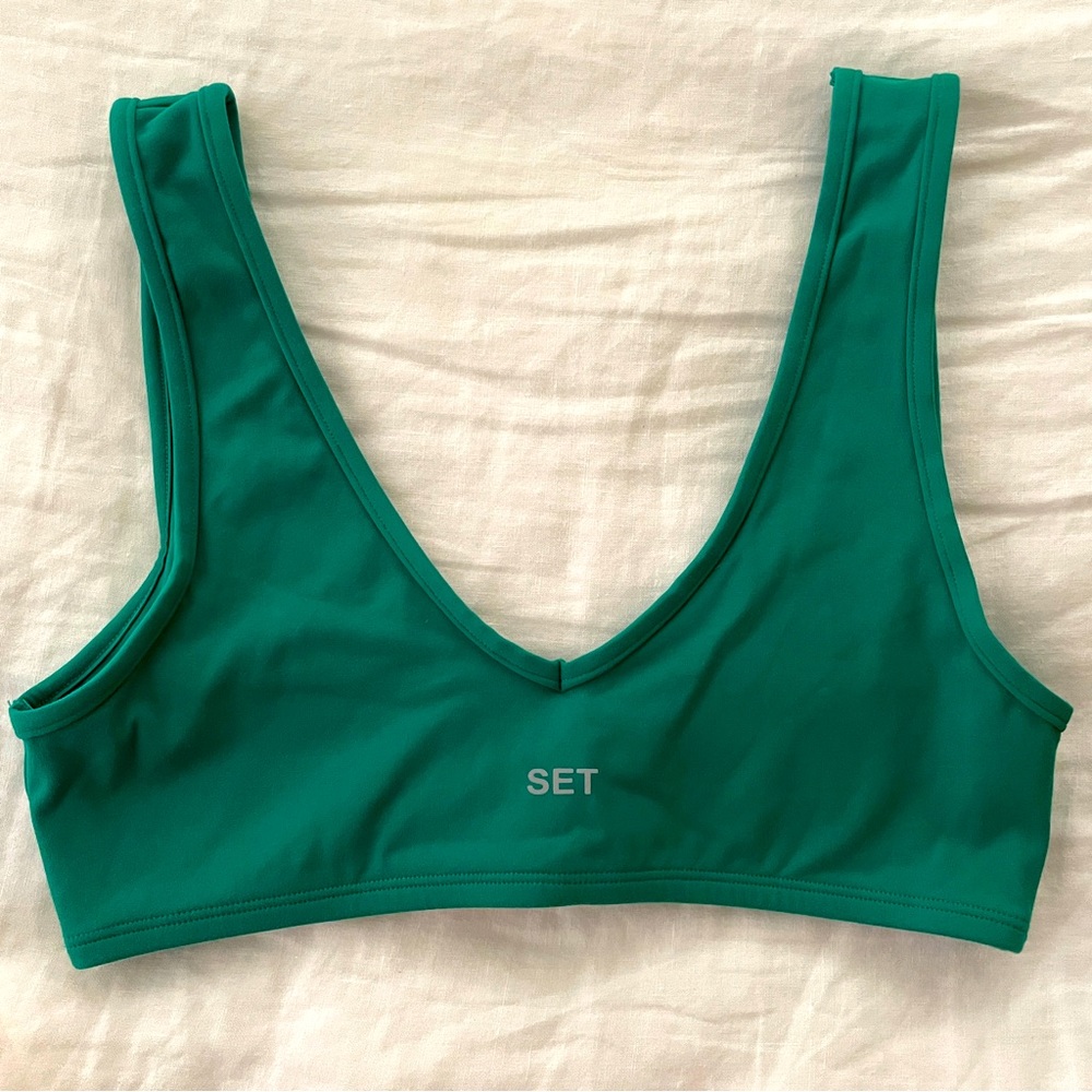 Set Active Sportbody Dip Bra in Palm Green Size M